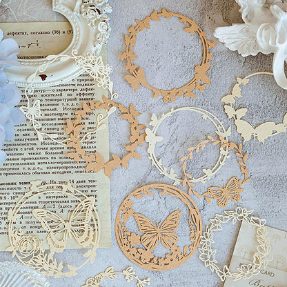 Maxleaf 60PCS Flower Cut Outs Border Card, Love Heart Butterfly Leaf Lace Star Hollow Out Frames Scrapbook Decorative Paper Card for DIY Arts Crafts Album Planner Junk Journals
