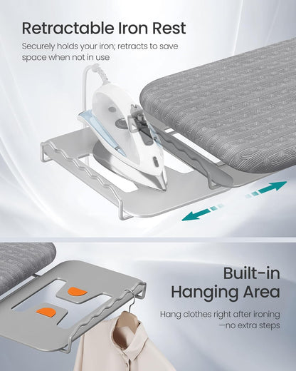 SONGMICS Ironing Board - Foldable & Height Adjustable with Retractable Iron Rest | 43 x 13 Inches, Dove Gray