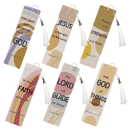 Bible Verse Diamond Art Bookmarks - 6 PCS DIY Boho Diamond Painting Bookmarks Kits Religions Aesthetic Christian Art Craft Inspirational Christmas Birthday Gift for Book Lovers Adult Beginners