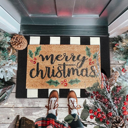 Seavish Black and White Striped Rug, 23.6" x 35.4" Christmas Welcome Mat for Front Door Porch