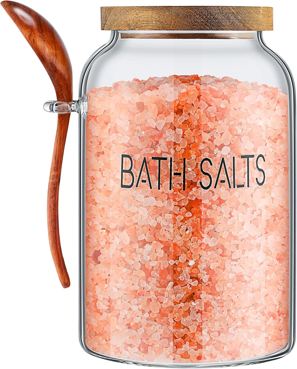 2 94 oz SiliFine Pcs Bath Salts Glass Jar with Wooden Lid, Bath Salt Container with Scoop, Airtight Storage Bathtub