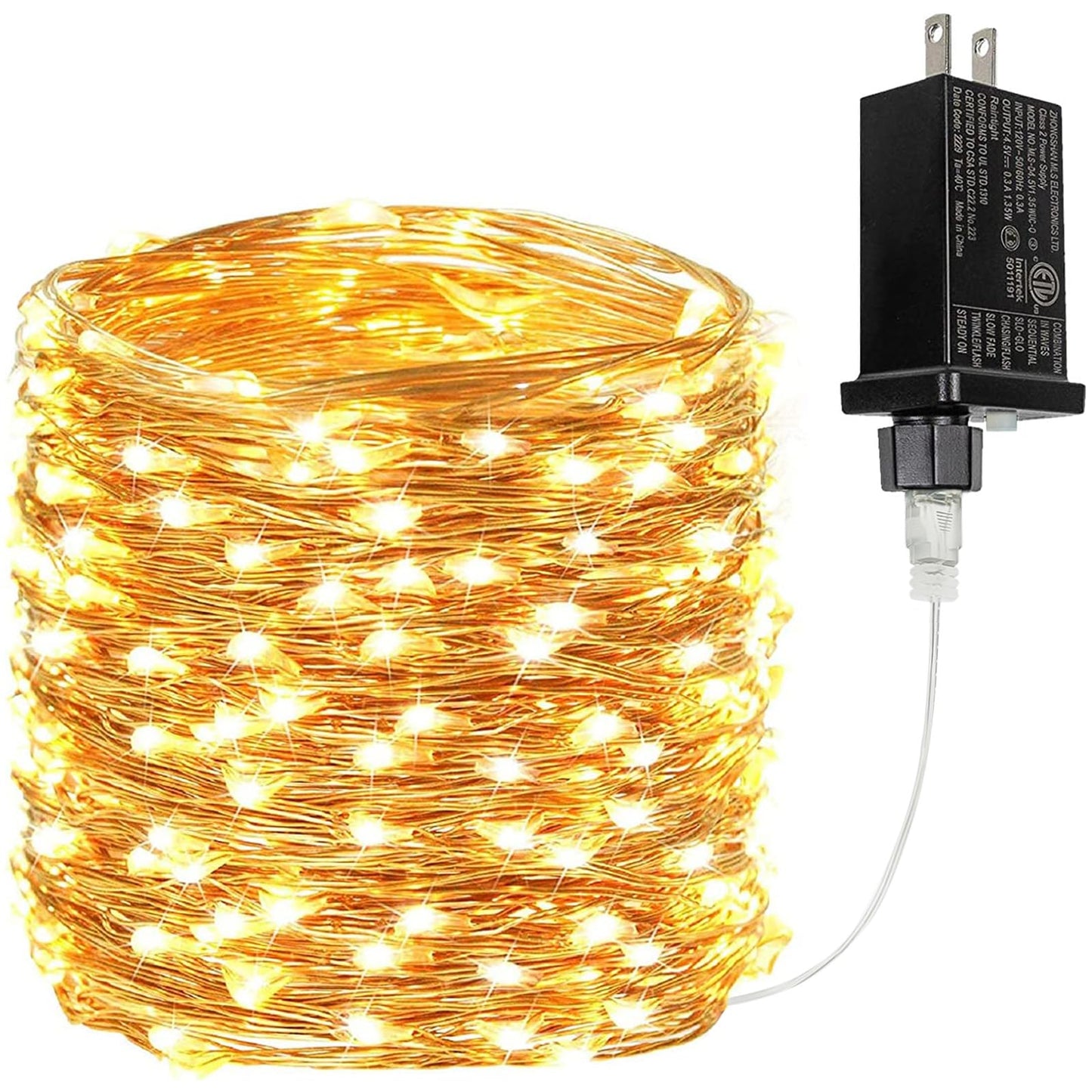 66Ft 200 LED Fairy Lights Plug in, Waterproof String Lights Outdoor & Indoor 8 Modes Christmas Light Bedroom Decor, Timer Twinkle Lights for Girl's Room Garden Party Christmas Decorations (Warm White)