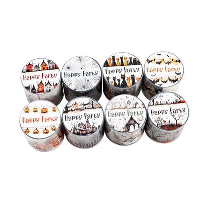 8 Rolls Gothic Themed Decorative Tapes Set,PET Halloween Washi Tape Set