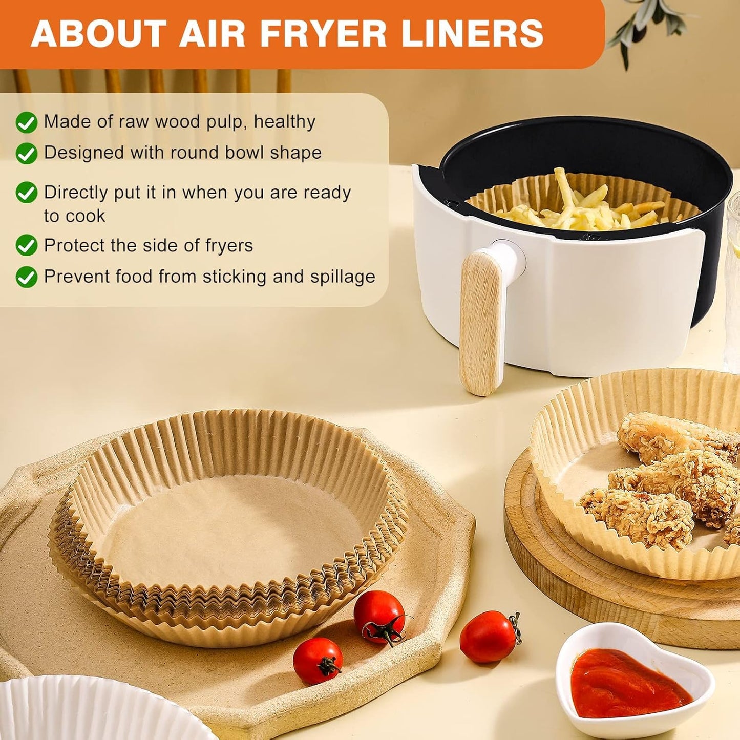400 Pcs Air Fryer Paper Liners, 8" Square Air Fryer Liners Disposable, Heavy-Duty Parchment Paper for 5-8 qt Airfryer Basket, Non-Stick & Grease-Proof Baking Liner for Oven Pan