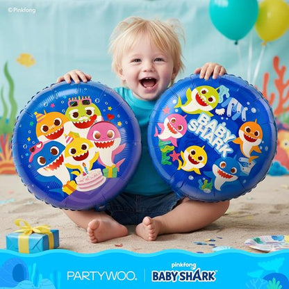 Baby Shark by PartyWoo - Blue Foil Number 3 Balloon Set | 5pcs 18-Inch Mylar for Kids' Birthday Party Decorations