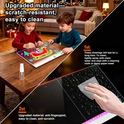 Led Drawing Board with 13 Light Effects, 17" Rechargeable Glow Doodle LED Note Board with Colors, Neon Light Up Drawing Tablet Gifts for Kids for Education Birthday Christmas Gift Ideas