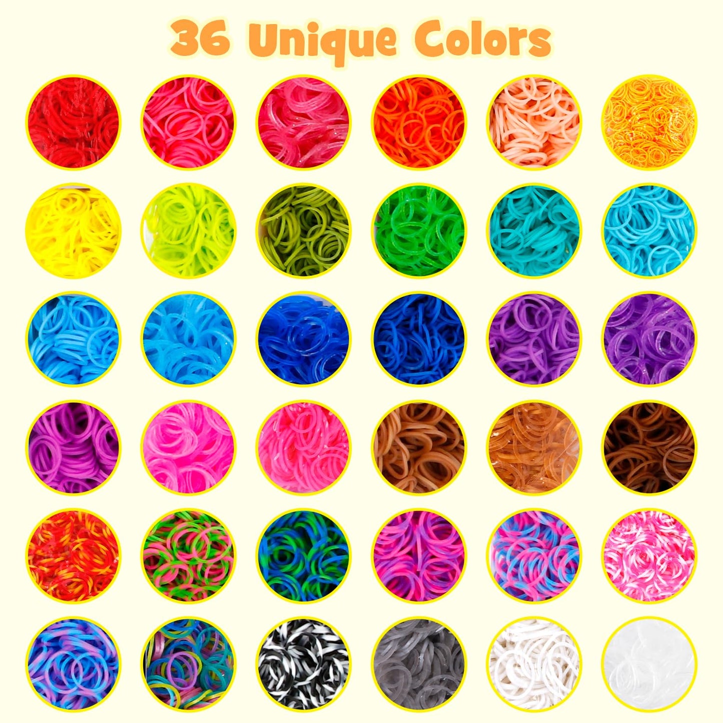 INSCRAFT Rubber Band Refill Kit: 18,950+ Rubber Bands in 37 Colors, S-Clips, Beads, Backpack Hooks, Tassels and More, DIY Friendship Bracelet Making Kits, Christmas Birthday Gift for Kids