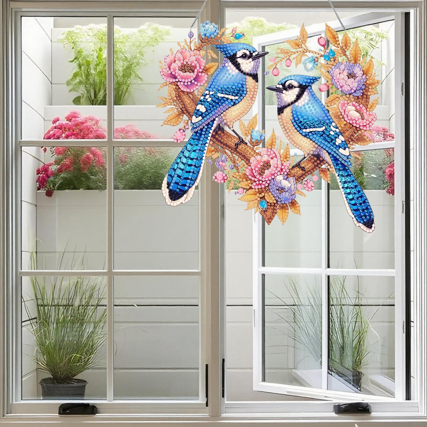 Ristpal Diamond Painting Kits Hanging for Adult, Special Shaped Rhinestone, DIY Acrylic Diamond Art Painting Window Pendants Home Garden Wall Hanging Kits for Home Decor and Gifts (Birds)