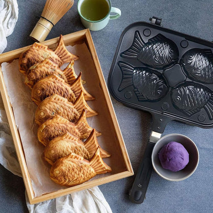 Luqeeg Taiyaki Pan, Japanese Non Stick Fish Shaped Pancake Baking Pan for Home Cooking Party Dessert