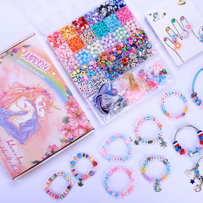 AIPRIDY 3200 Pieces Girls Toys Bracelet Making Kit, Unicorn/Mermaid Clay Beads Jewelry Activity Kit, DIY Crafts Birthday Christmas Gifts for Girls Ages 5 6 7 8 9 10 11 12 Years Old (Light Pink)