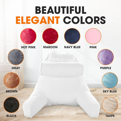Cheer Collection Reading Pillow Chair - Chair Pillow with Arms and Detachable Neck Bolster for Bed & Couch - Machine