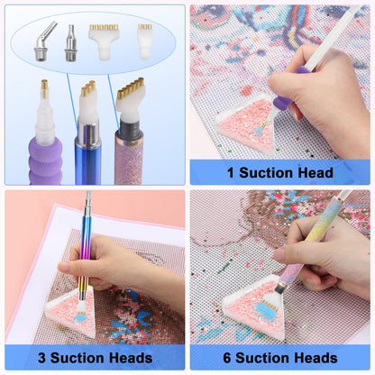 Diesisa Electric Diamond Art Painting Pen - Vacuum Diamond Painting Pen Kits with Storage Tray - Adjustable Suction Level - Diamond Art Electric Pen with Three Styles Pens - Stocking Stuffers - White