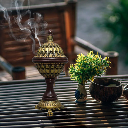 AM Lux Globe Incense Burner, Bakhoor Cone Holders for Office & Spiritual D cor (Bronze)