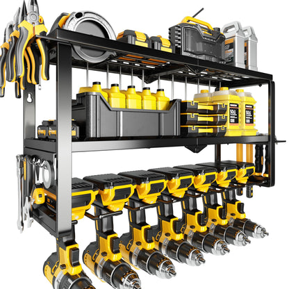 Hipidian Fathers Day Dad Gifts for Men, Power Tool Organizer Wall Mount- 300lb Capacity 3-Tier Storage Rack with 7 Drill Holders for Garage Tools, Best Birthday Gifts for Men Dad Husband