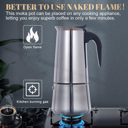 Atyhao Electric Coffee Maker, Food Grade Stainless Steel Moka Pot for Home and Outdoor Camping (100ml)