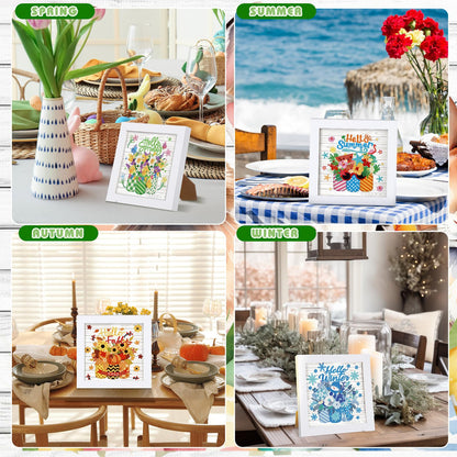 Trandraft 13 Pcs Interchangeable Holiday Diamond Art Kits for Adults 5D Framed Seasonal DIY Diamond Paint with Full Drill Gems for Beginner Monthly Table Craft Gift Decor (Mason Jar)