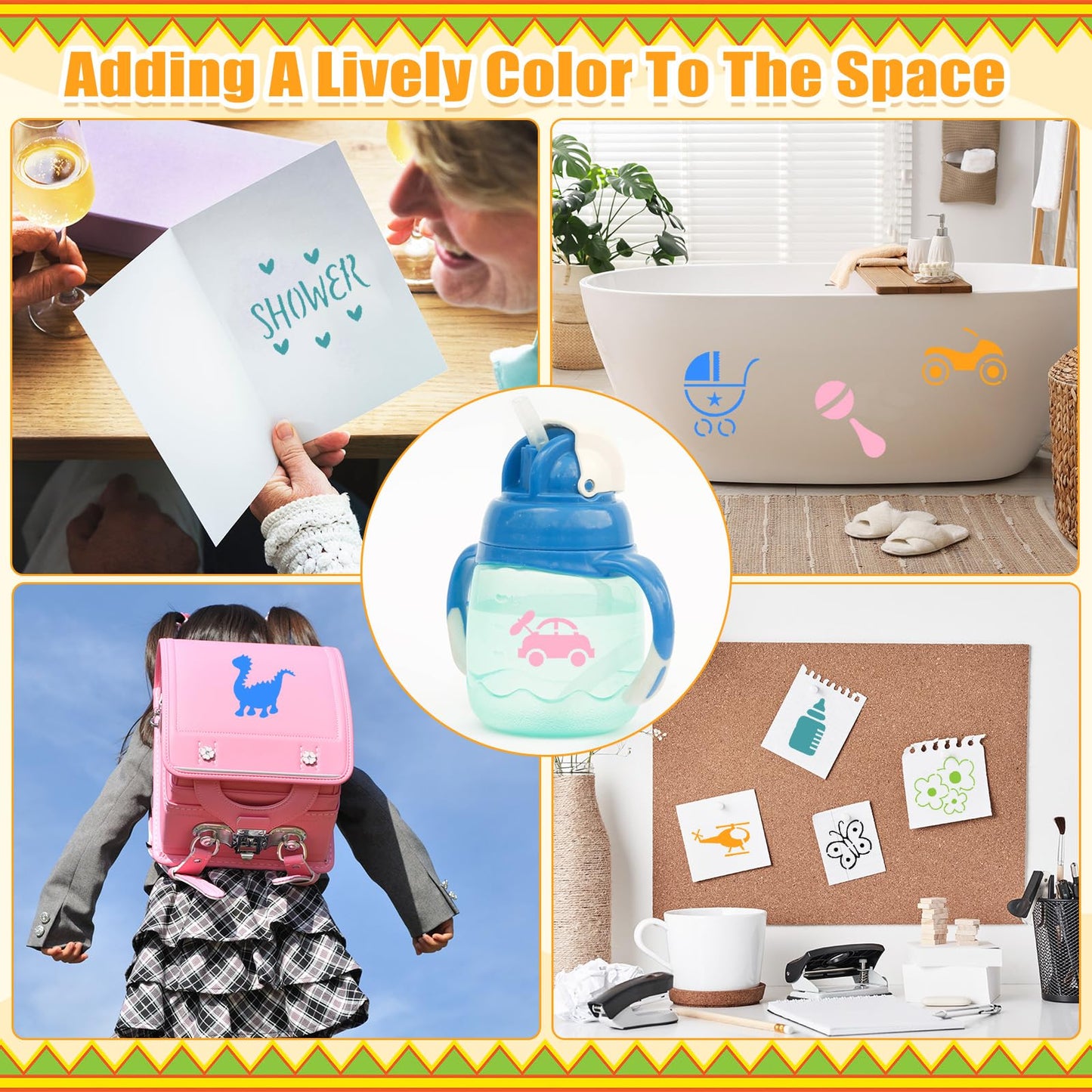 Fainne 100 Pcs Small Stencils for Crafts, 1.5 Inch Reusable Painting Stencils Painting Crafts Templates for Wood, Wall, Home Decor, Canvas, Fabric(Letter, Baby Shower)
