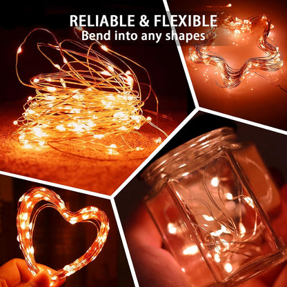 Skiennix 12 Pack Orange Fairy Lights - 7Ft 20 LED Twinkle String Lights | Battery Operated & Waterproof for Parties, Weddings, & Holidays
