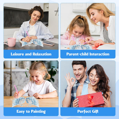 GHHKUD Wings Diamond Art Hanging Kit for Adults, DIY Double Sided Diamond Painting Hanging Kits Adults, Special Shaped Acrylic Ornaments Pendants for Window Home Garden Wall