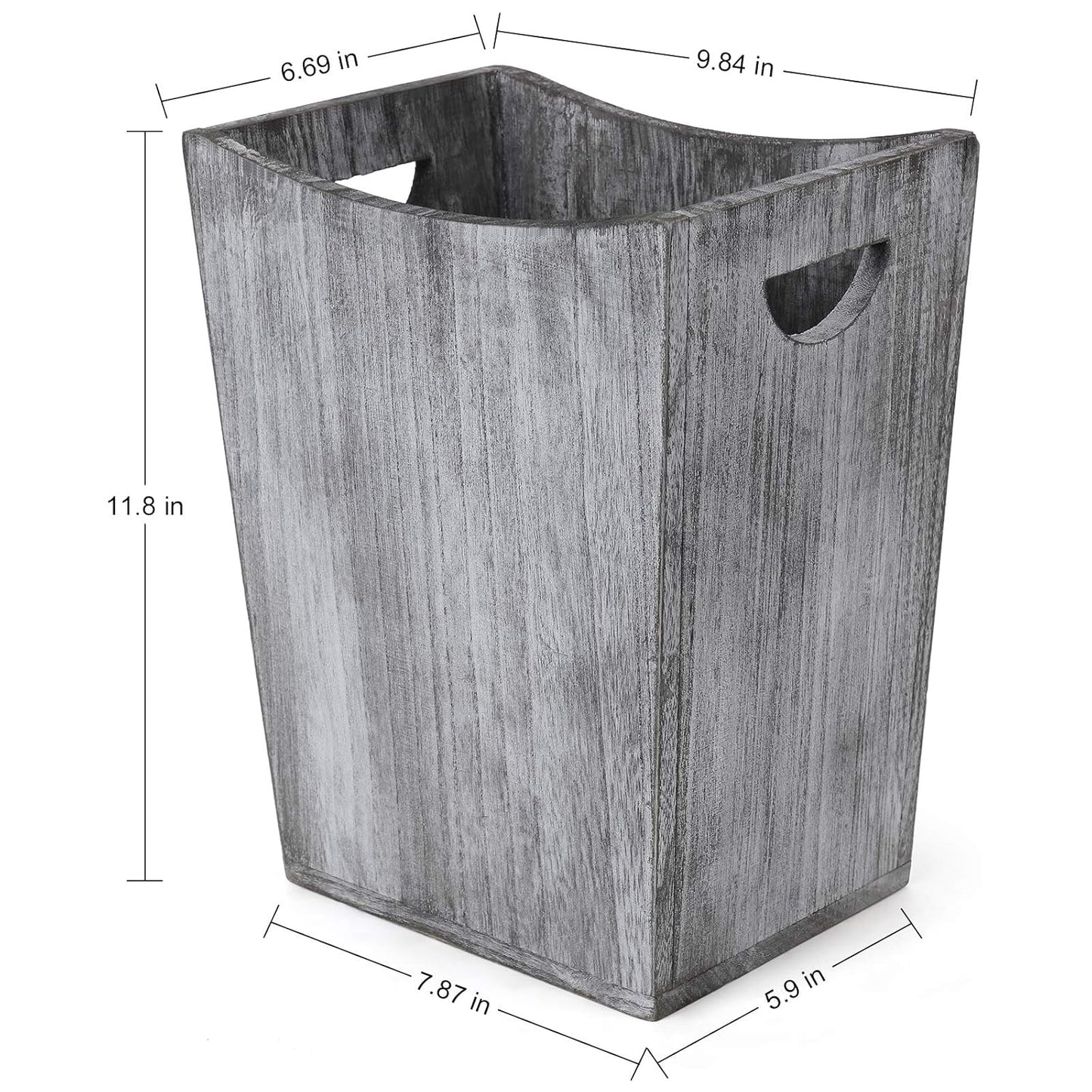 BTY Farmhouse Wooden Trash Can, Small Square Wastebasket, Rustic Torched Container Bin Holder for Kitchen, Office -