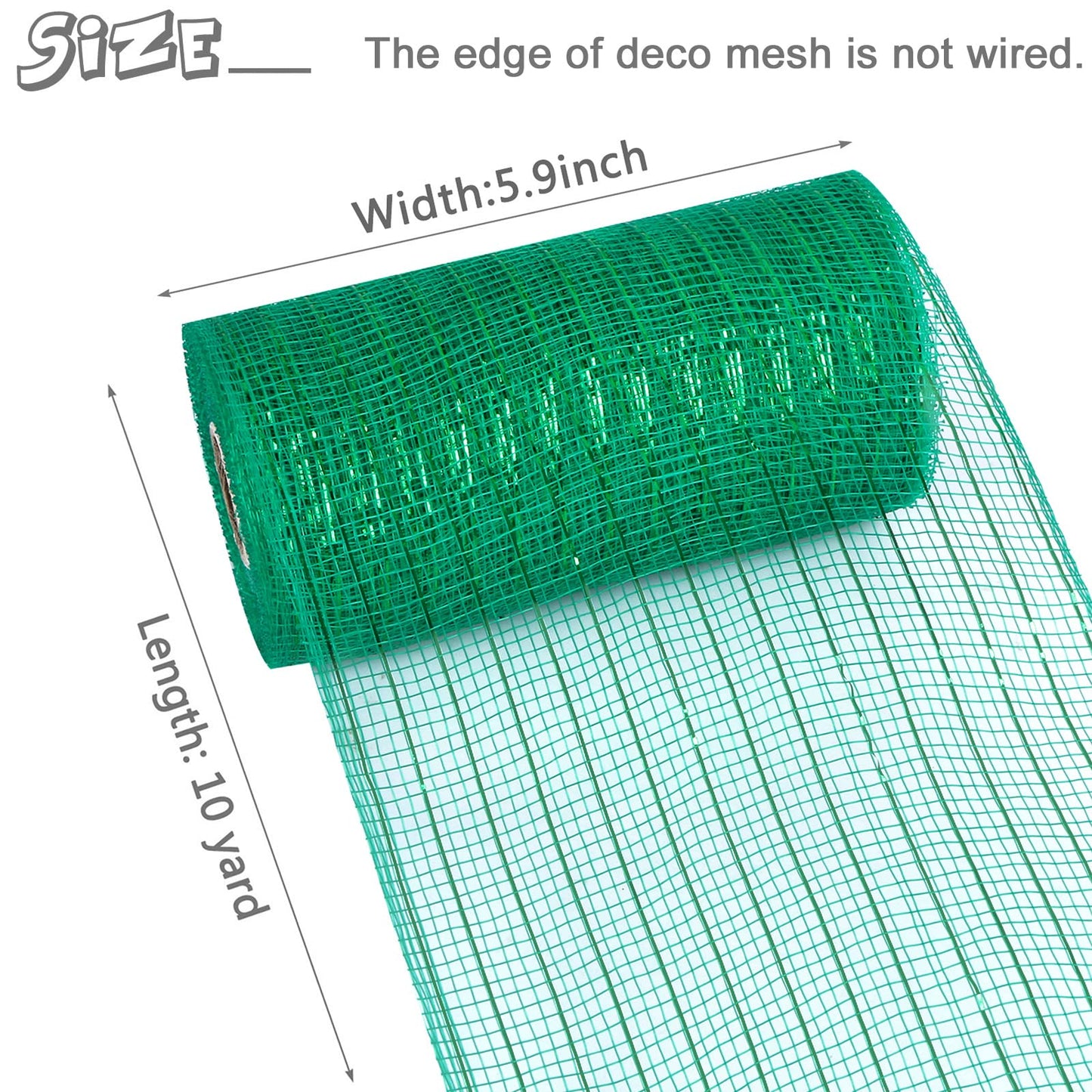 MIKIMIQI 2 Pack Deco Mesh 5.9 Inch x 30 Feet Decor Mesh Ribbon with Metallic Foil Deco Mesh Wreath Supplies Ribbons Mesh Roll for Spring Wreaths, Swags, Craft, Party Decoration (Green)