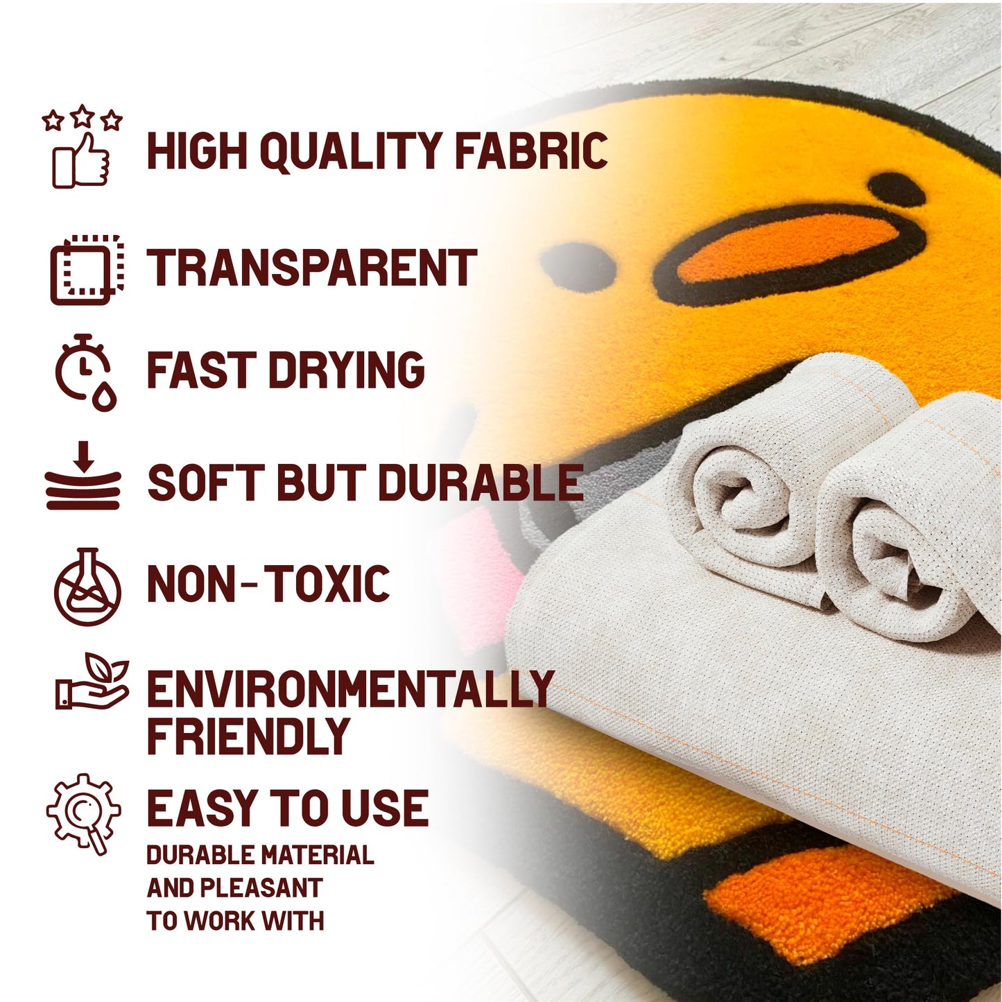 Primary Tufting Cloth 80"x80" - Rug Making Kit with Glue - Punch Needle Embroidery - Monk Cloth Fabric