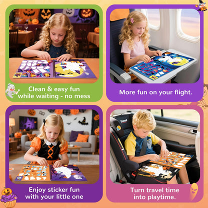 4PCS Paint by Number Sticker Book - Halloween Crafts & Acitivity Puzzles Book for Kids Ages 4-10, Travel Toys for Road Trip & Airplane,Perfect Halloween Gifts & Basket Stuffers for Kids