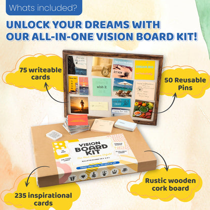 ZEDORA Vision Board Kit - Cork Board 15.3x11” with 235 Vision Board Pictures - Great Gift and Dream Board, Mood Board, and Collage Book. New Year Goal Setter
