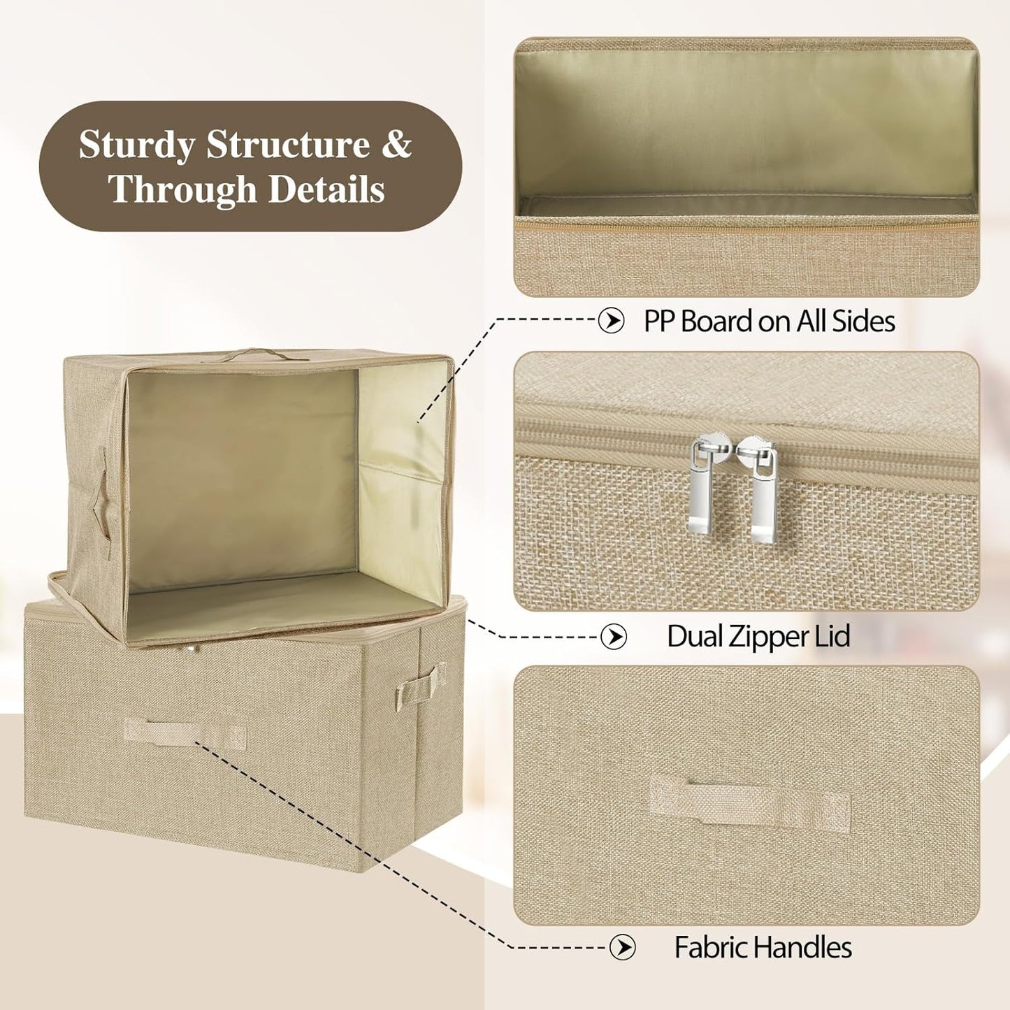 13 Closet ANMINY Storage Bins with Zipper Lids Qt Lidded Fabric Storage Boxes Baskets Cubes with Handles Collapsible
