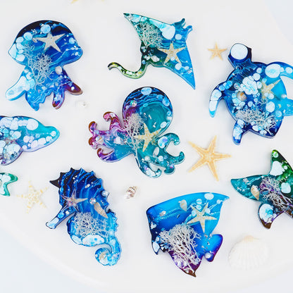 Pulcher Resin Molds, 16 Marine Terrestrial Amphibious Animals Keychain Making Silicone Mold for Epoxy Resin Casting Craft DIY Pendants Ornaments Decoration Gift