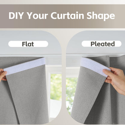 NICETOWN Grey Faux Linen 100% Blackout Blind Large Doorway Curtain Self Adhesive Drape, No Drill Easy to Install for Living Room Window Treatment, W59 x L84, 1 Panel