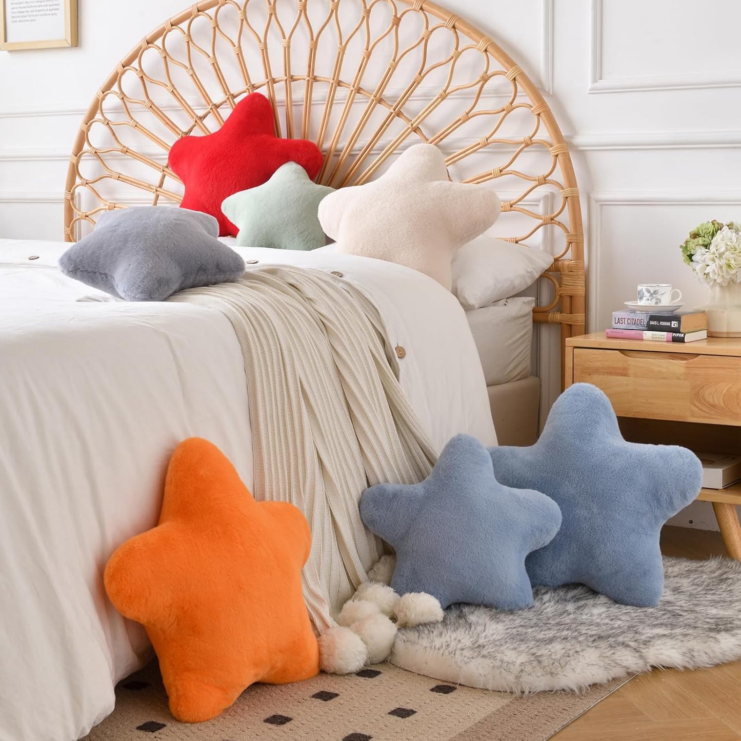 15" 15" 15") Xiashrk Star Pillow, Decorative Throw Pillows for Bed Couch, Star Shaped Pillow Plush Floor Cushions Room
