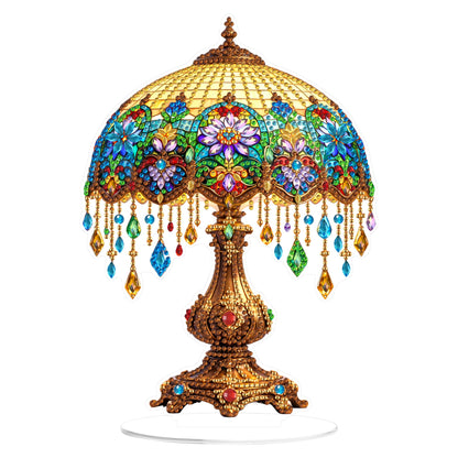 Yunzlly Stand Up Diamond Art Painting Kit, Desktop Gem Painting Ornament Kit for Adults, Tabletop Acrylic Diamond Board Painting (Lamp)