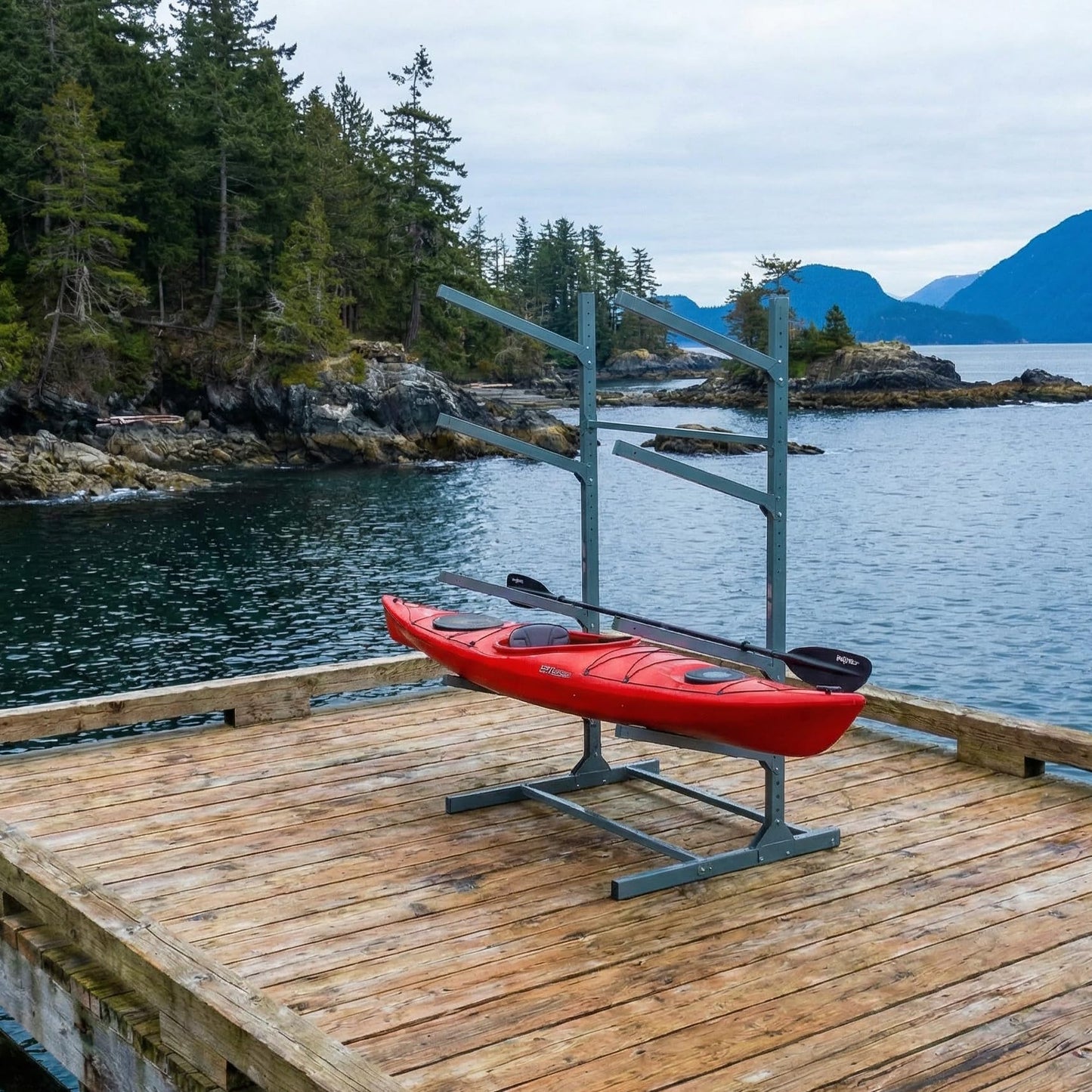 G-Watersport Pro Freestanding Kayak Storage Rack – 4 Kayak Rack & Canoe Rack – Marine Grade Outdoor Kayak – Adjustable Surfboard & Stand Up Paddle Board Holder – Adjustable Storage Stand