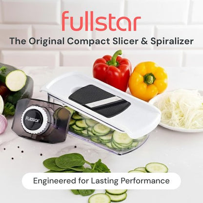 Fullstar Mandoline Slicer - 6-in-1 Kitchen Gadget with Safety Glove | Versatile Fruit, Cheese, and Veggie Cutter in White