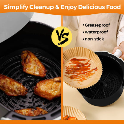 Air Fryer Disposable Paper Liners - 150Pcs 8In Square Parchment Paper Non-Stick Airfryer Basket Liners for Steamer Microwave Oven, Deep Fryer Parts & Accessories