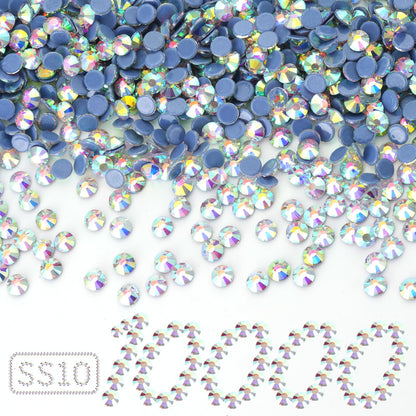 10000PCS Crystal AB Hotfix Rhinestones Bulk, Glass Crystal Hot Fix Rhinestones for Crafts Clothes DIY Decoration, SS10, 2.7-2.9mm