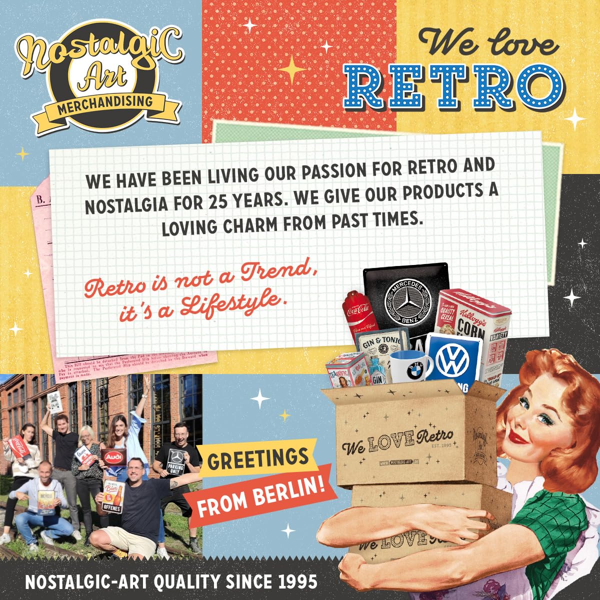 Nostalgic-Art Retro storage tin box flat, 84.5 oz, Cookies 'n' Biscuits – Gift idea for your home, metal can with lid, vintage design