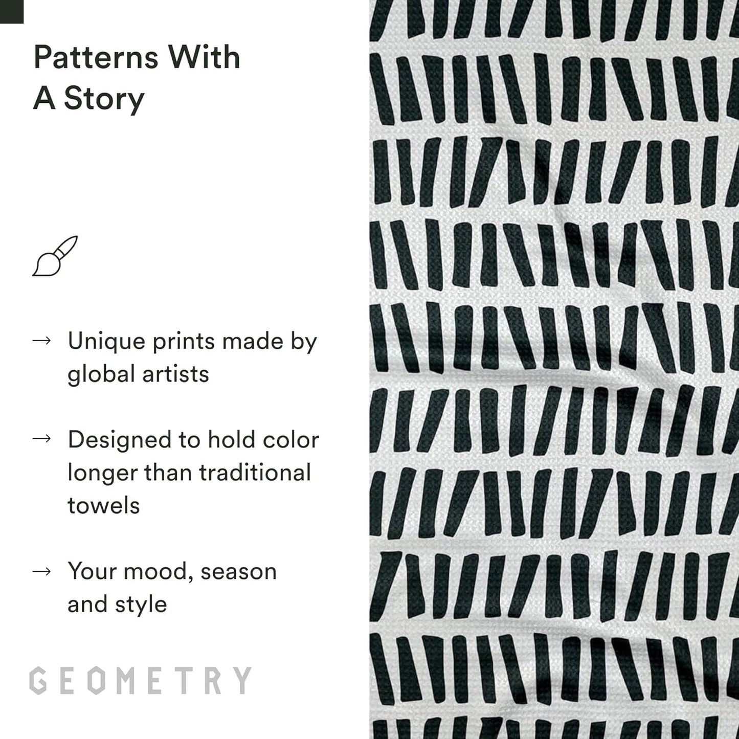 18" 30" 1 Pack GEOMETRY Kitchen Tea Towels - Quick Dry Microfiber Dish Towels for Kitchen All Lined Up, x