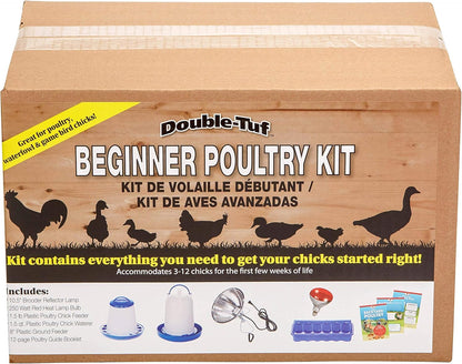 Bulb, Double-Tuf Chicken and Poultry Starter Kit | Heat Lamp, Light Feeders, Waterer, and Guide Book for Backyard