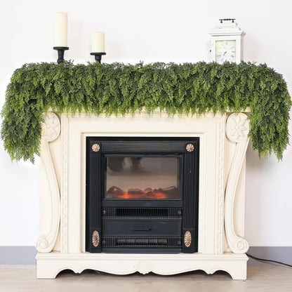 9FT Real Touch Christmas Cedar Garland - 1PCS, Artificial Pine Needles Garlands Realistic Fake Green Faux Garland for Holiday Fireplace,Table,Window,Stairs,Mante,Indoor Outdoor Decor