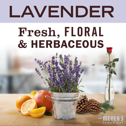 MRS. MEYER'S CLEAN DAY Multi-Surface Everyday Cleaner Concentrated Refills, 4 Concentrated Refills (2 Fl. Oz. each), Lavender Scent, Makes 64 Fl. Oz. Total