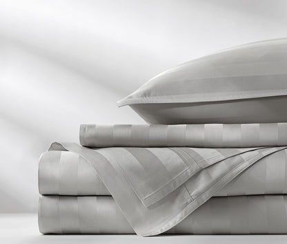 Pure Bamboo Queen Sheets - Luxuriously Soft 100% Organic Viscose Bed Sheet Set | Jacquard Silver, Double Stitching, 2-Year Quality Promise