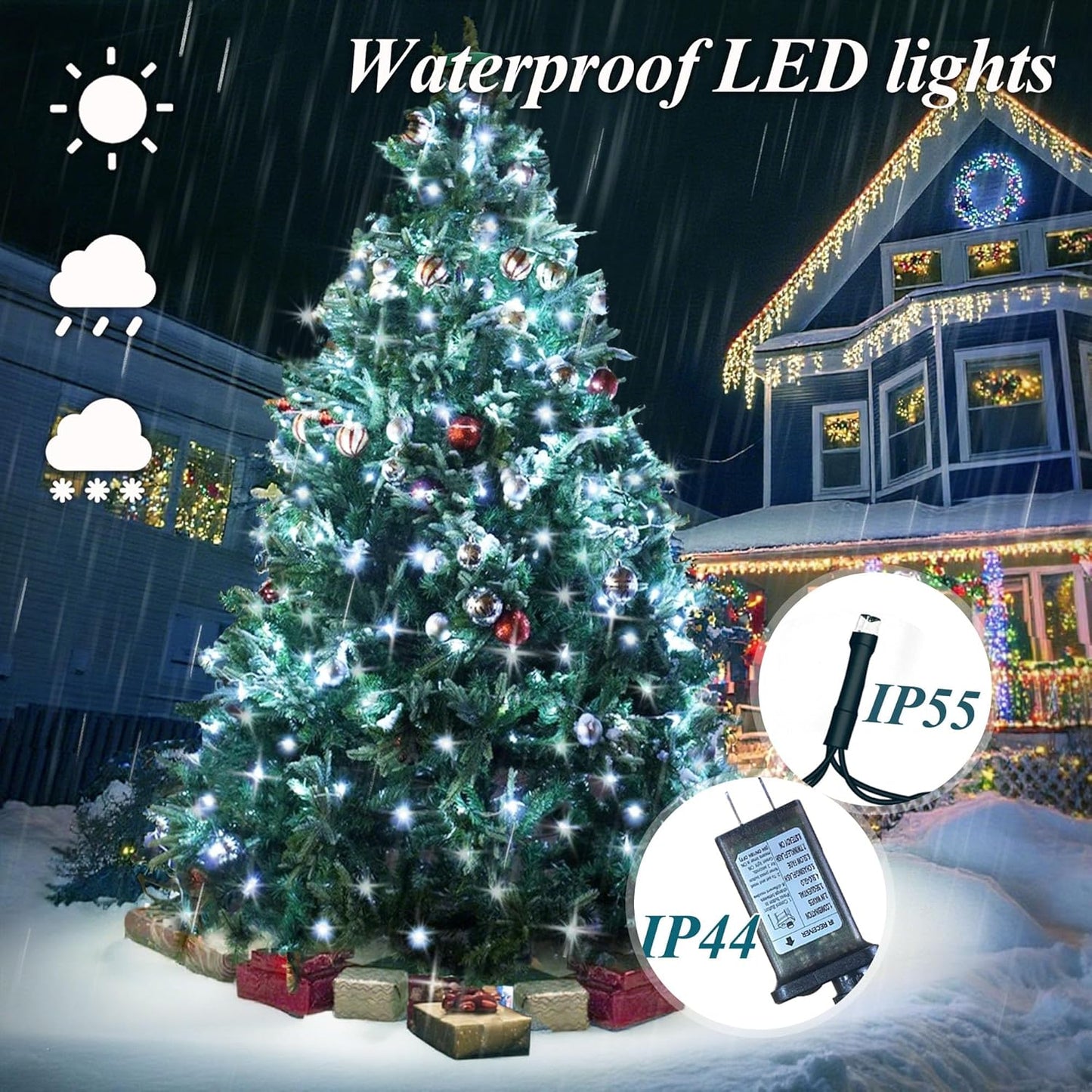 400 6.6FT 8 16 aneeway LED Christmas Tree Lights, Christmas Lights with Remote Control & Modes, String Lights