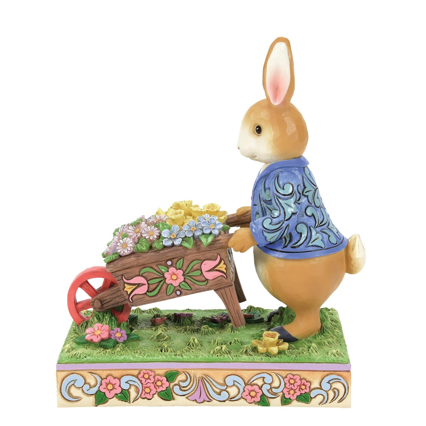 Enesco Beatrix Potter by Jim Shore Peter Rabbit with Wheelbarrow of Flowers Figurine, 6.3 Inch, Multicolor