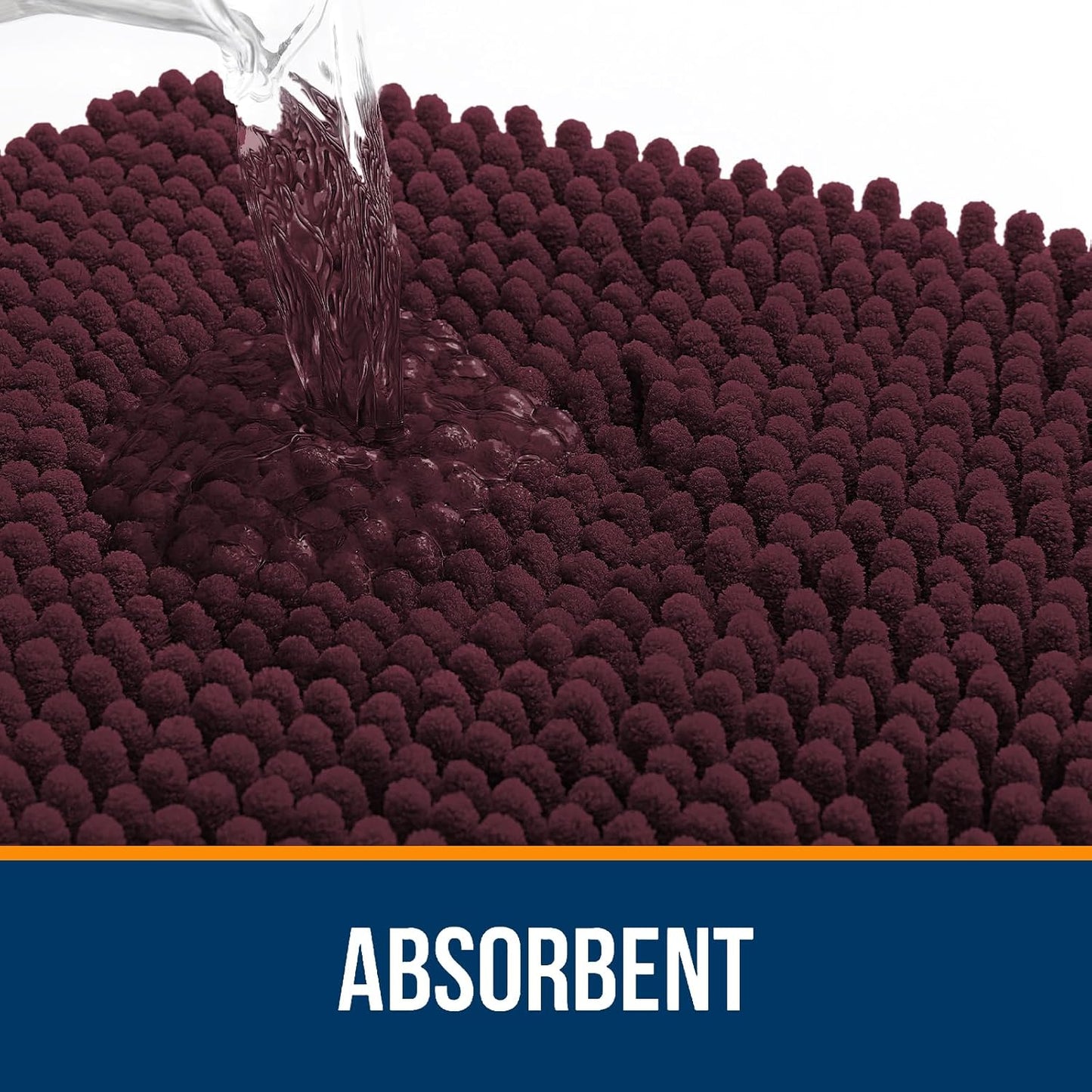 OLANLY Bath Rugs - Extra Soft Chenille | Quick-Dry, Machine Washable, 36x24, Black Cherry