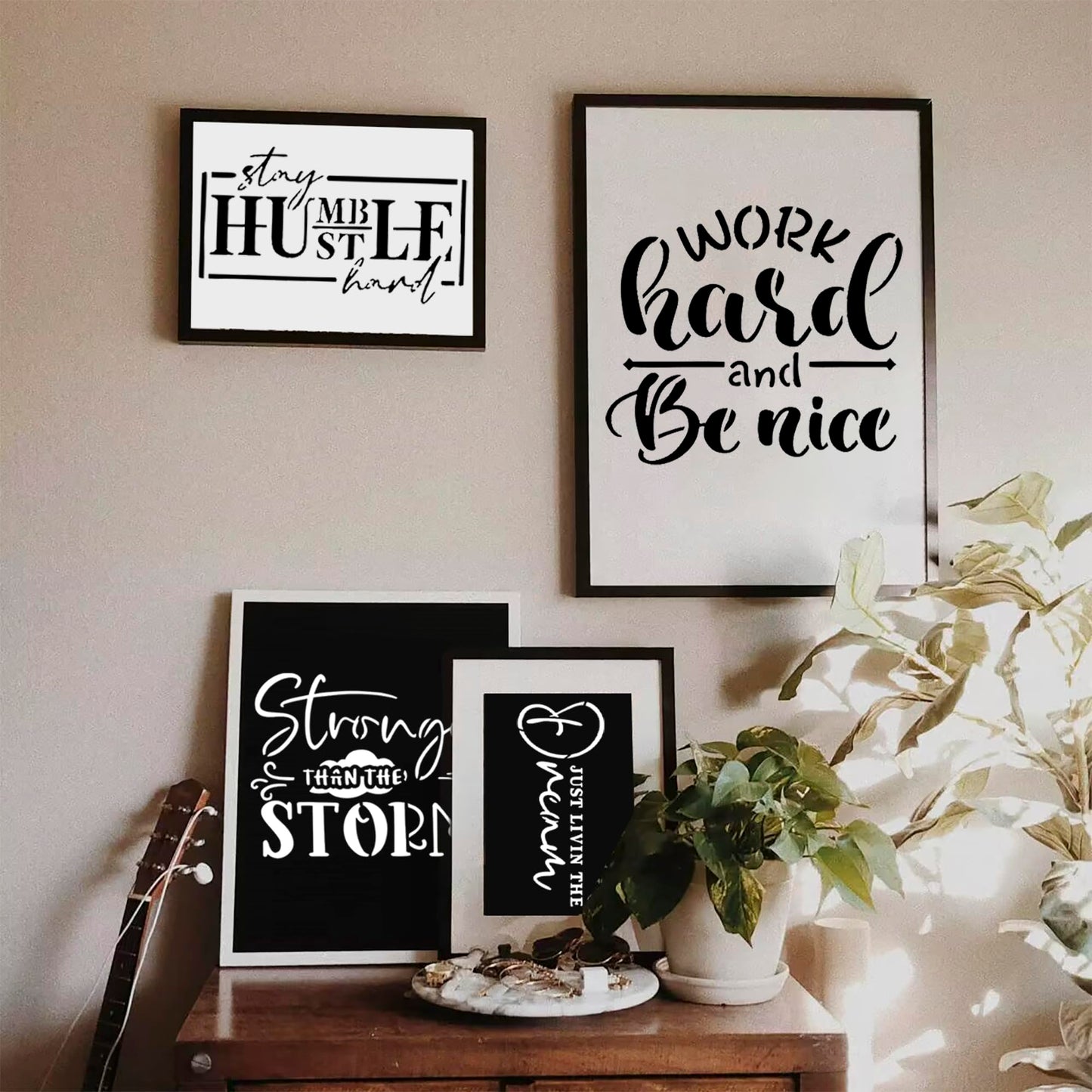 20 Pcs Saying Stencils for Crafts,Reusable Motivational Wood Burning Stencils for Painting on Wood Walls Canvas Fabric Paper