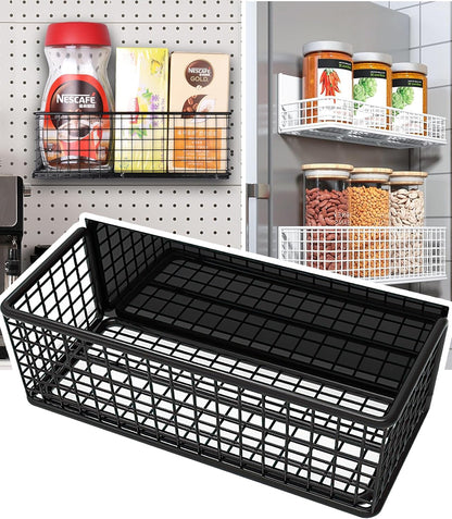 Magnetic Basket Fridge Large Pen Holder, Whiteboard Metal Wire Basket Storage Organizer (Black-High)