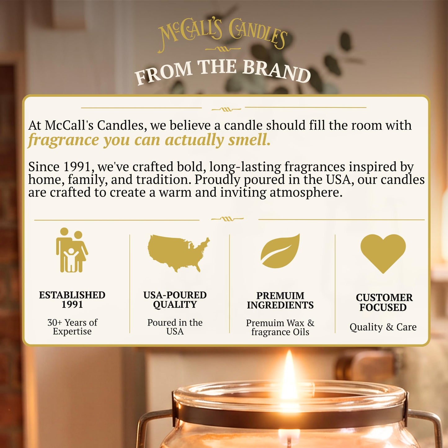 McCall’s Candles | Vanilla Bourbon | 16 oz Two-Wick Scented Candle | USA-Poured | Vintage Mason Jar with Carrying Handle | Warm Vanilla, Honey & Bourbon Fragrance