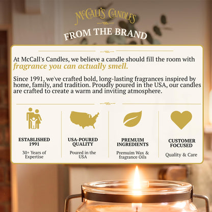 McCall’s Candles | Vanilla Bourbon | 16 oz Two-Wick Scented Candle | USA-Poured | Vintage Mason Jar with Carrying Handle | Warm Vanilla, Honey & Bourbon Fragrance